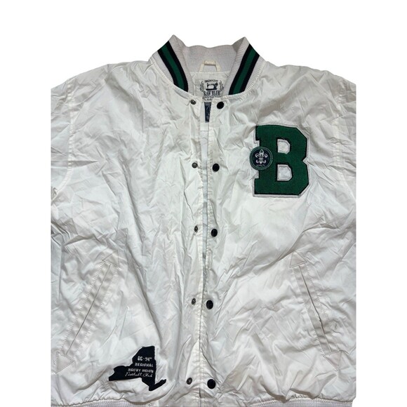 Raw blue Y2k satin bomber jacket embroidered Sz XL - Picture 8 of 16